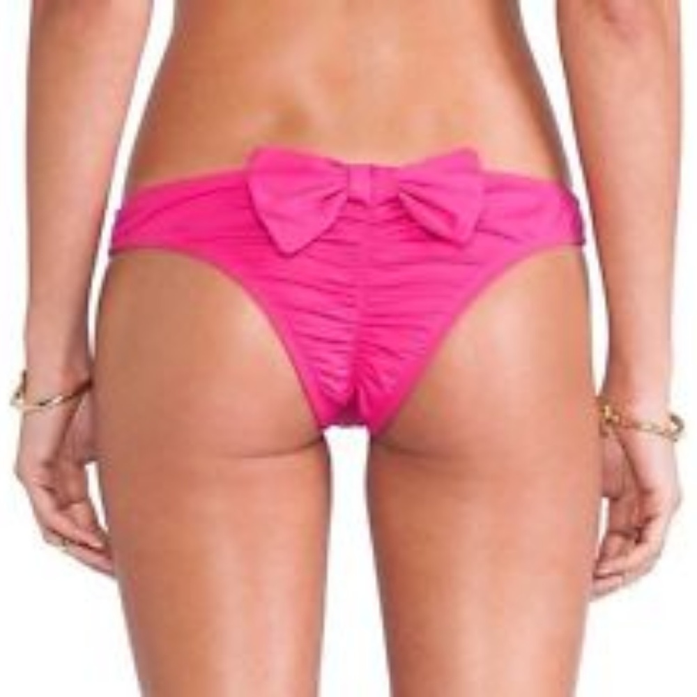 L*Space Dolled Up Pink Bow Ruched Bottom